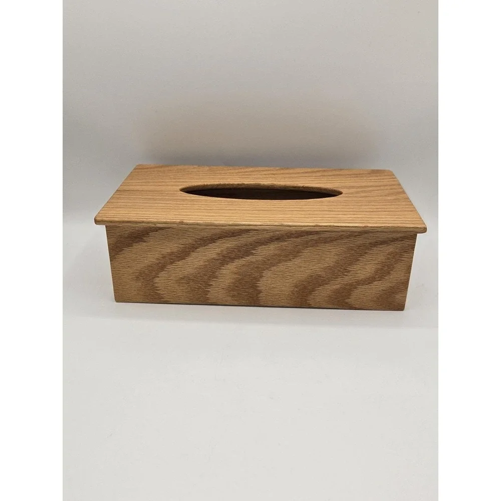 Oak Wood Tissue Box Cover Deer Wildlife Carved Panel Rustic Cabin Decor